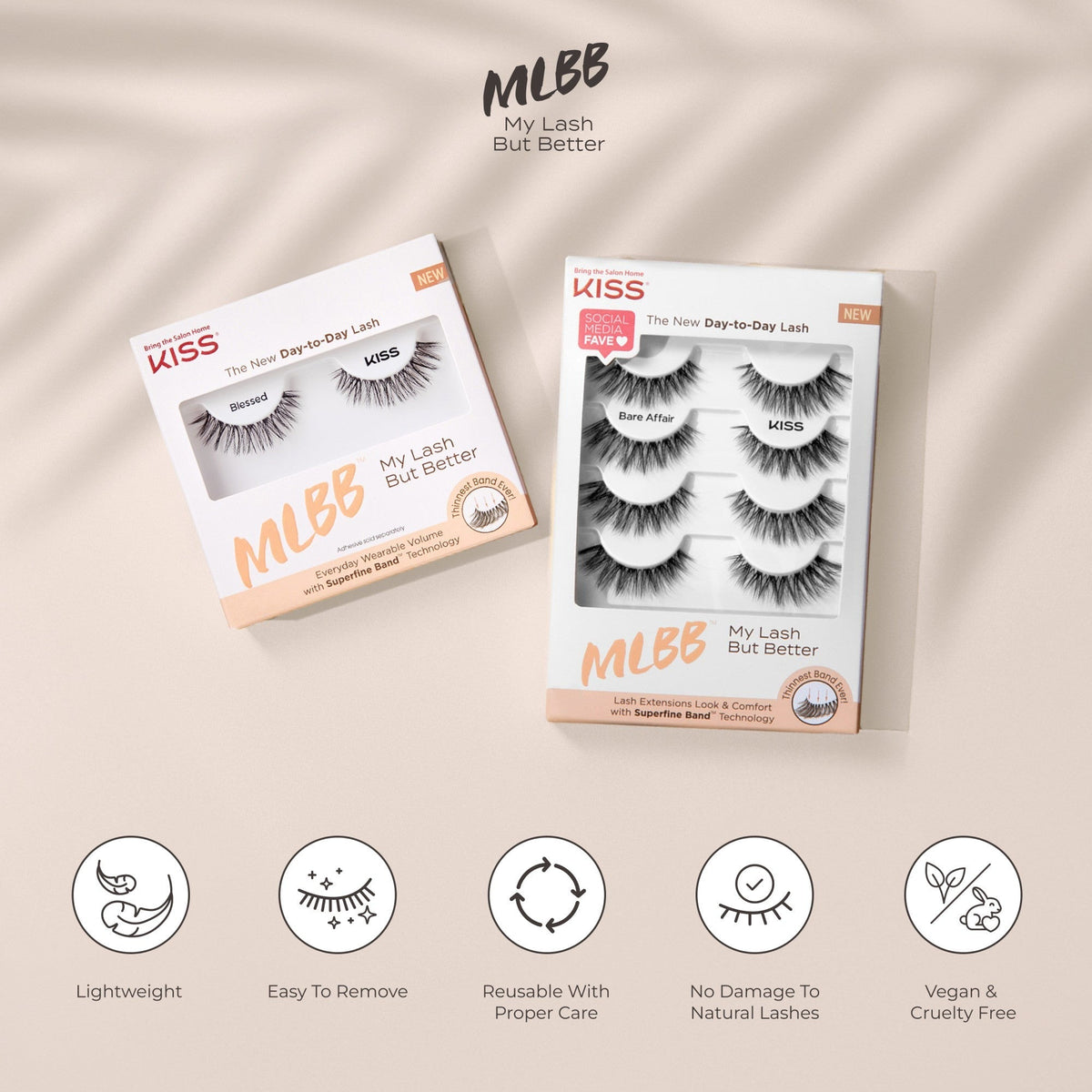 Kiss My Lash But Better False Eyelashes - All Mine | 1 Pair, Strip Lashes, 10mm