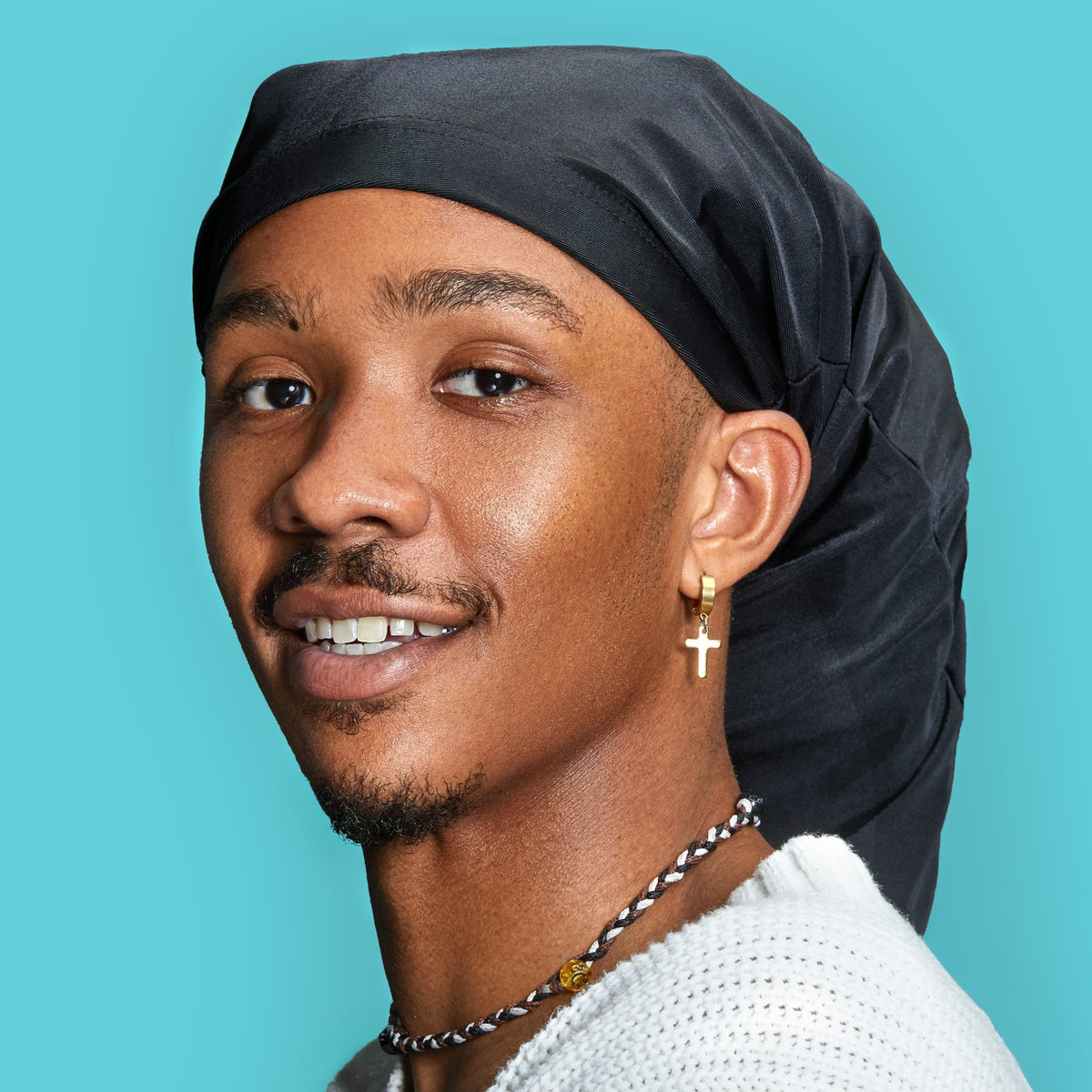 Kiss Colors & Care Silky Spandex Braid/Loc Cap - Black | Silk Bonnet, Sleep Bonnet, Super Jumbo, Hair Accessories