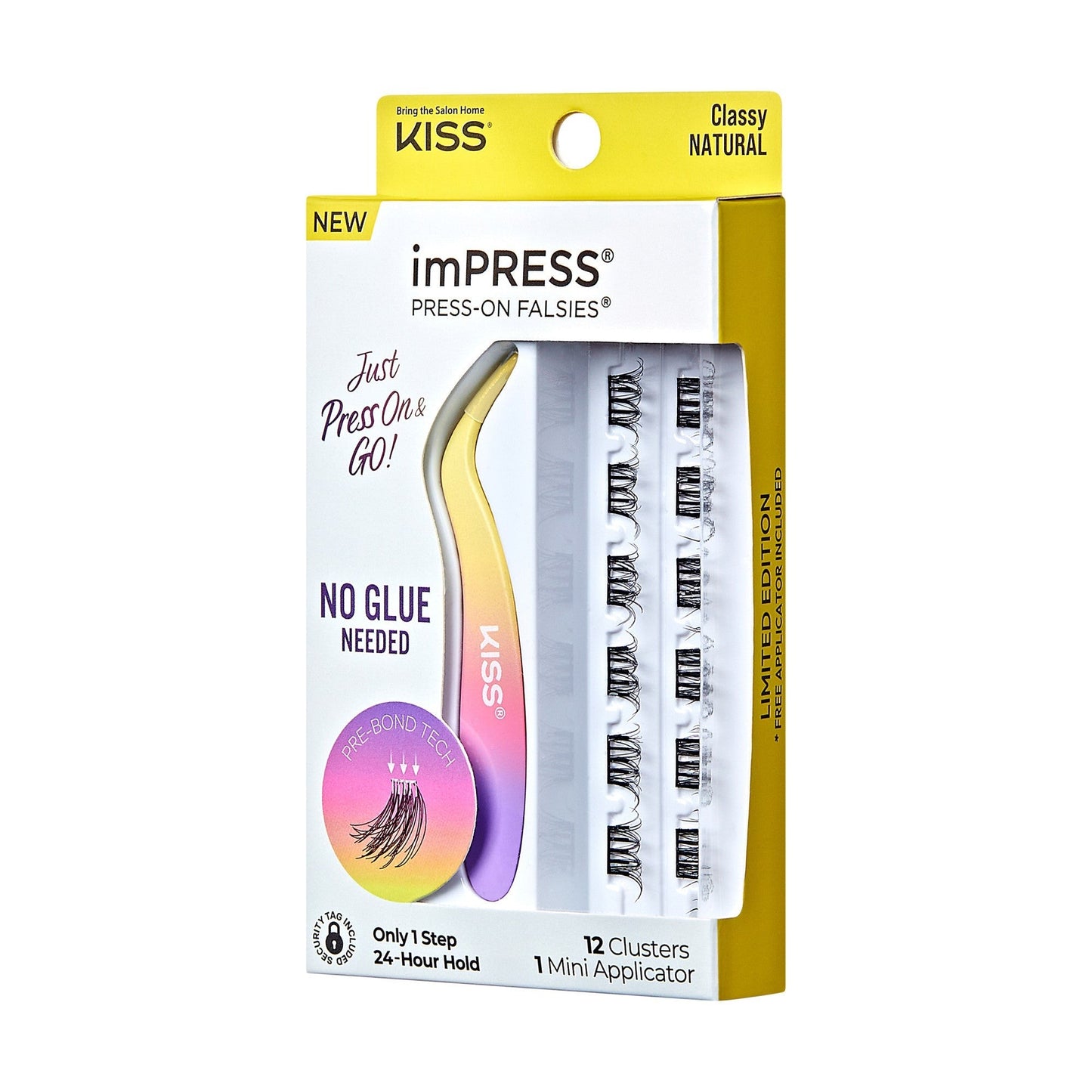 Impress Falsies Pre-Glued False Eyelashes Minipack - Classy | 12 Lash Clusters, With Mini Applicator, 10mm-12mm