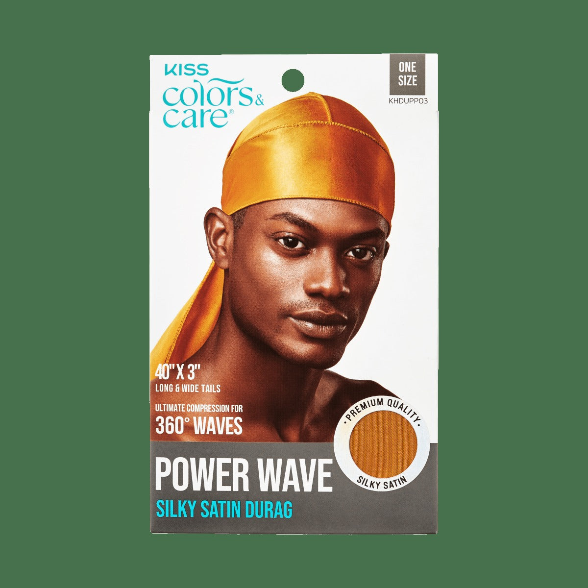 Kiss Colors & Care Power Wave Satin Durag - Gold | Silk Durag, Wave Cap, One Size, Hair Accessories