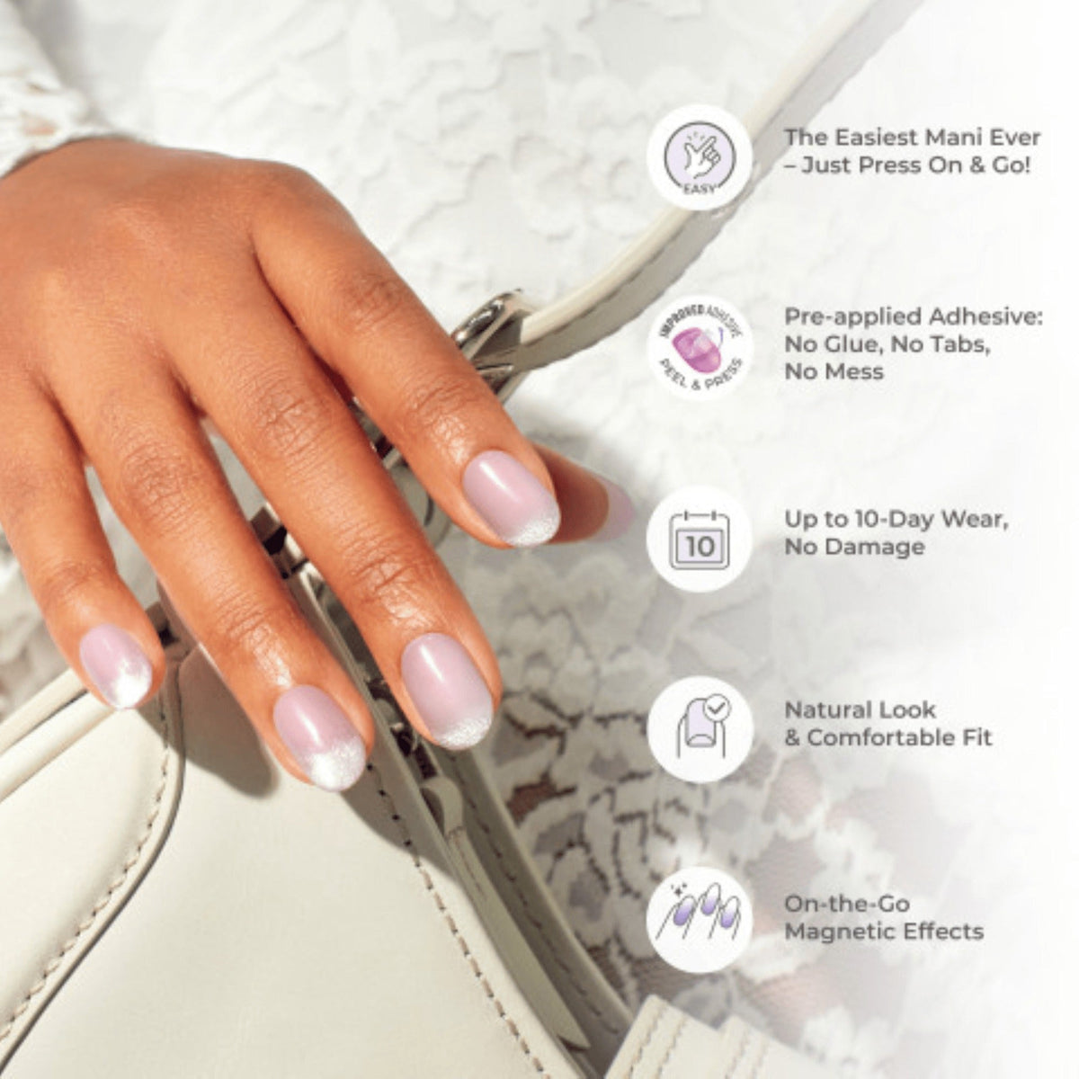 colorFX by Impress No Glue Fake Press On Nails - Starry | Solid, Pink, Short, Oval, Manicure