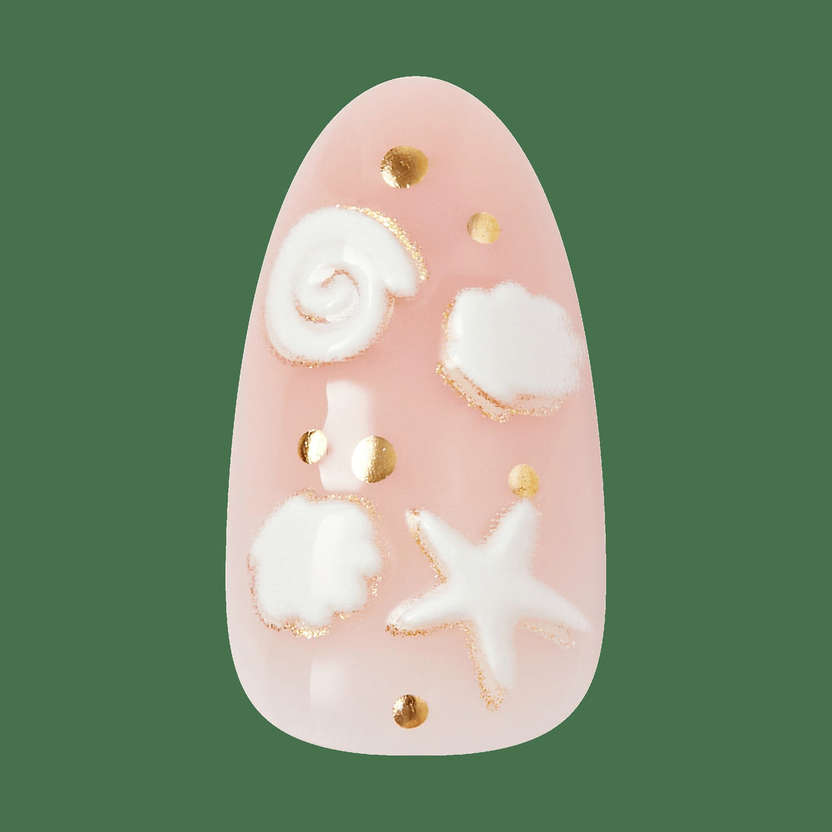 Kiss Glam Jeweled Press On Fake Glue Nails - Shell Me More | 3D & Jewel Design, Pink & White, Medium, Almond