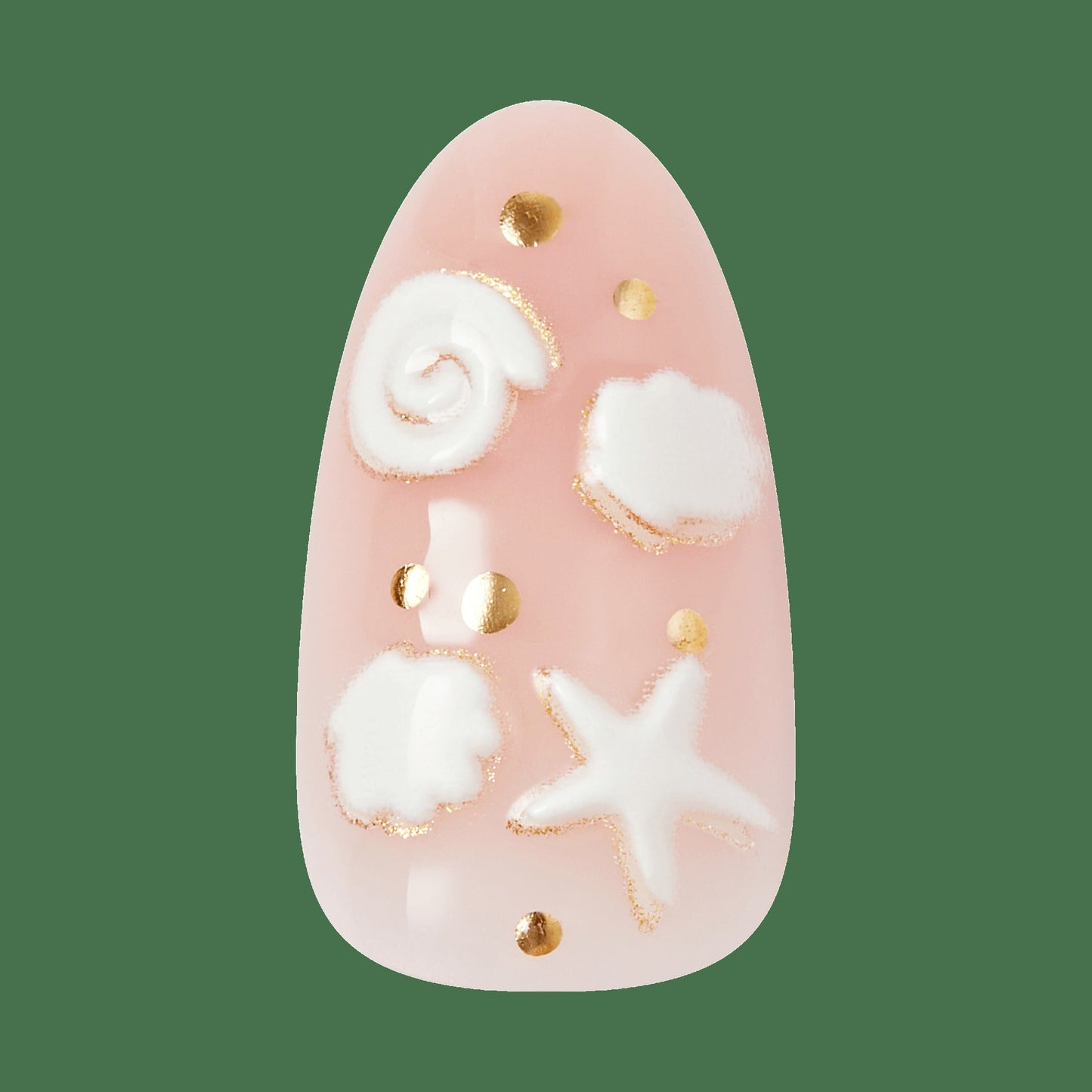 Kiss Glam Jeweled Press On Fake Glue Nails - Shell Me More | 3D & Jewel Design, Pink & White, Medium, Almond