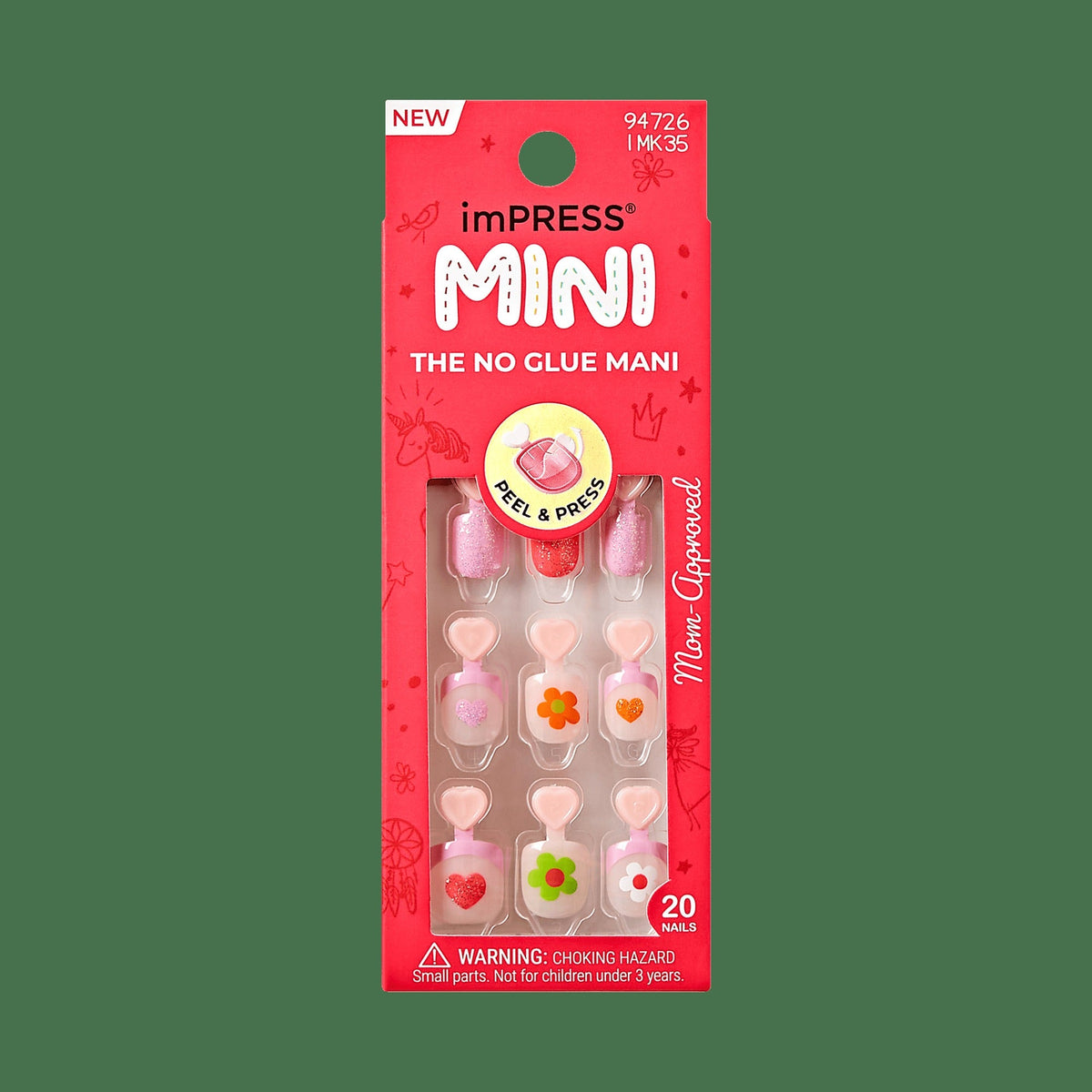 Impress Kids No Glue Fake Press On Nails - Fairy Song | Design, Pink, Kids, Squoval, Manicure