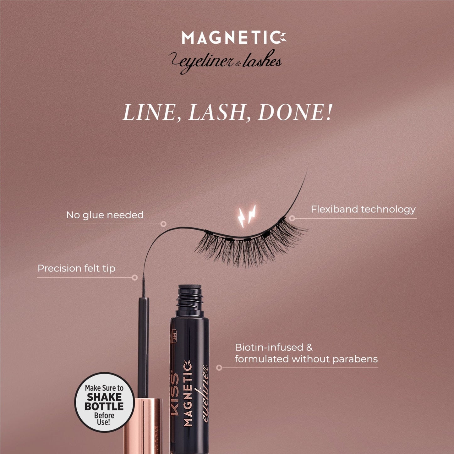 Kiss Magnetic Eyeliner & False Eyelashes - Lure | 1 Pair, Strip Lashes, 12mm