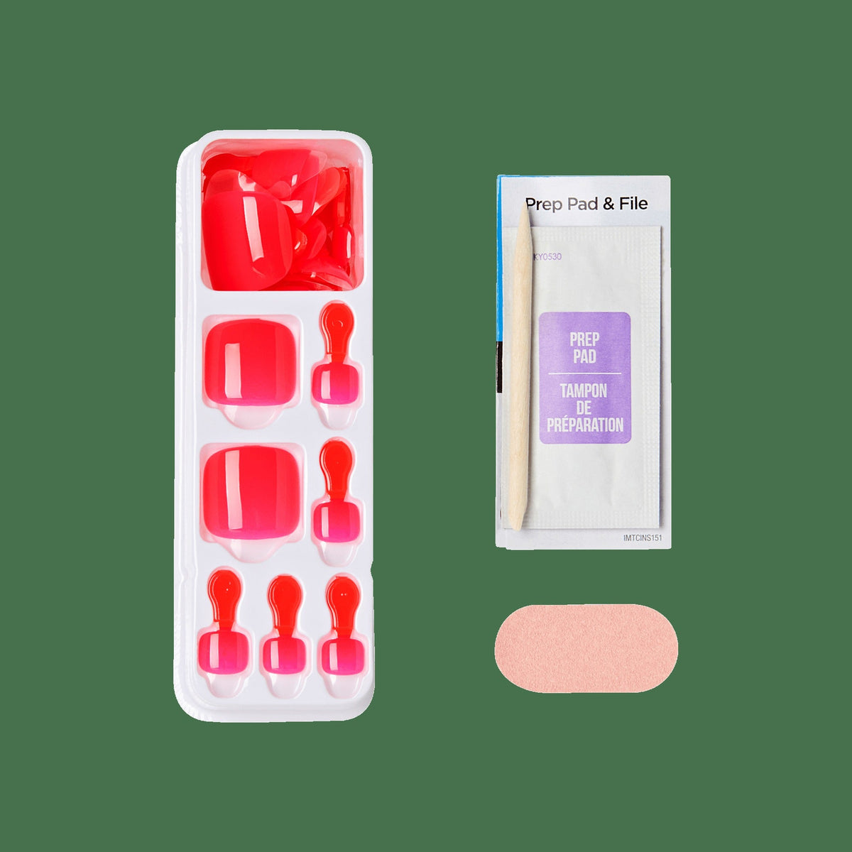Impress Color No Glue Fake Press On Toenails - Cherry On Top | Solid, Pink, Short, Squoval, Pedicure