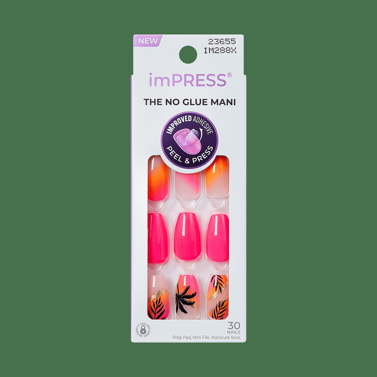Impress Design No Glue Fake Press On Nails - Sol | Design, Multicolor, Medium, Coffin, Manicure