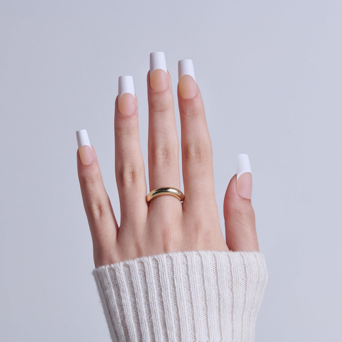 Kiss Core French Press On Fake Glue Nails - Every Minute | French Tips, White, Long, Square
