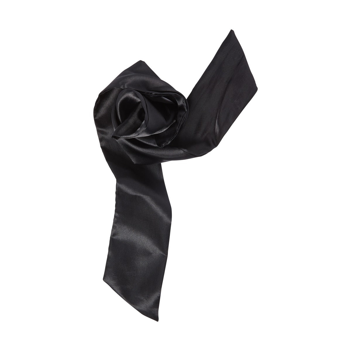 Kiss Colors & Care Silky Satin Edge Scarf - Black | Head Scarf, Hair Scarf, 60"L x 4"W, Hair Accessories