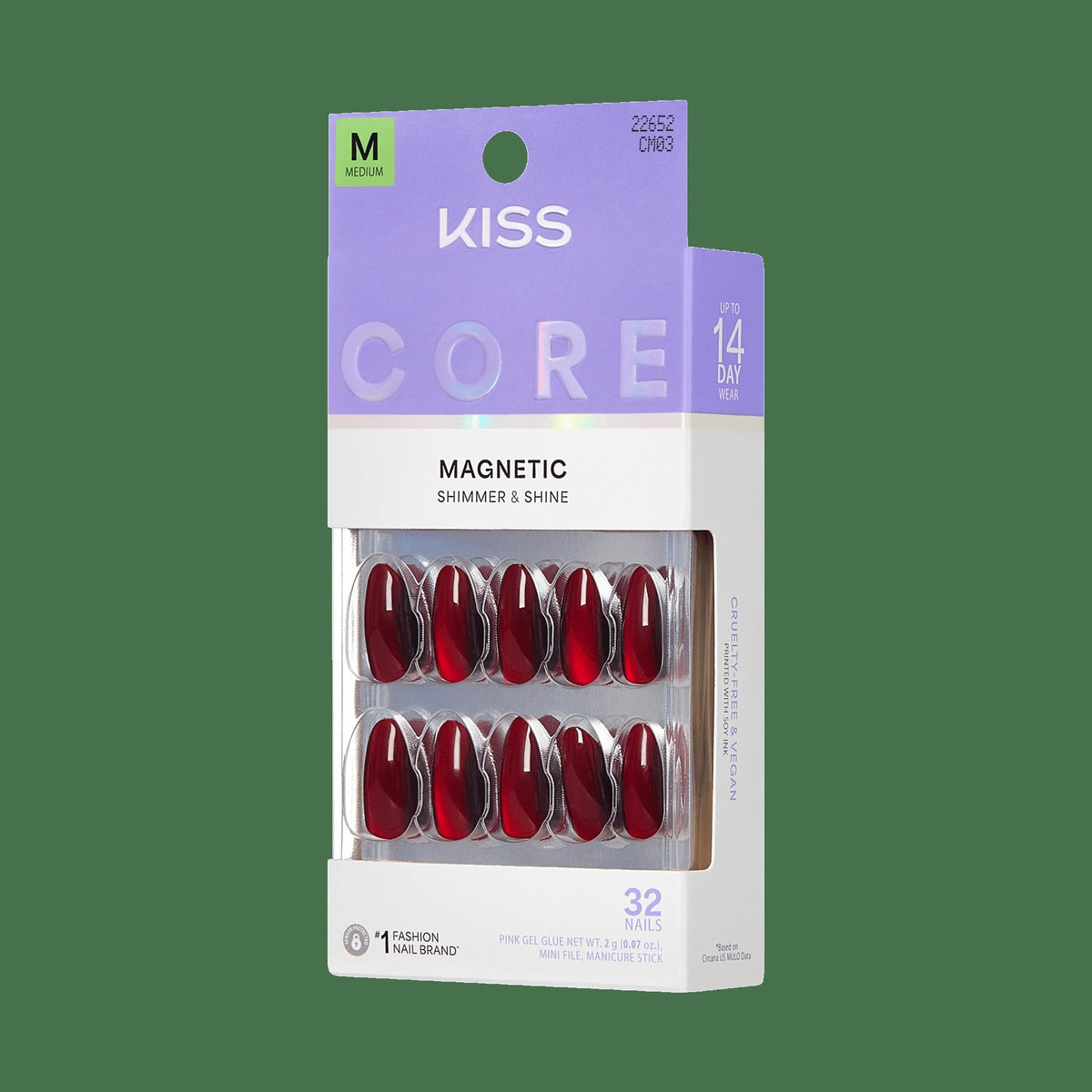 Kiss Core Magnetic Press On Fake Glue Nails - Apple Blossom | Magnetic, Red, Medium, Almond