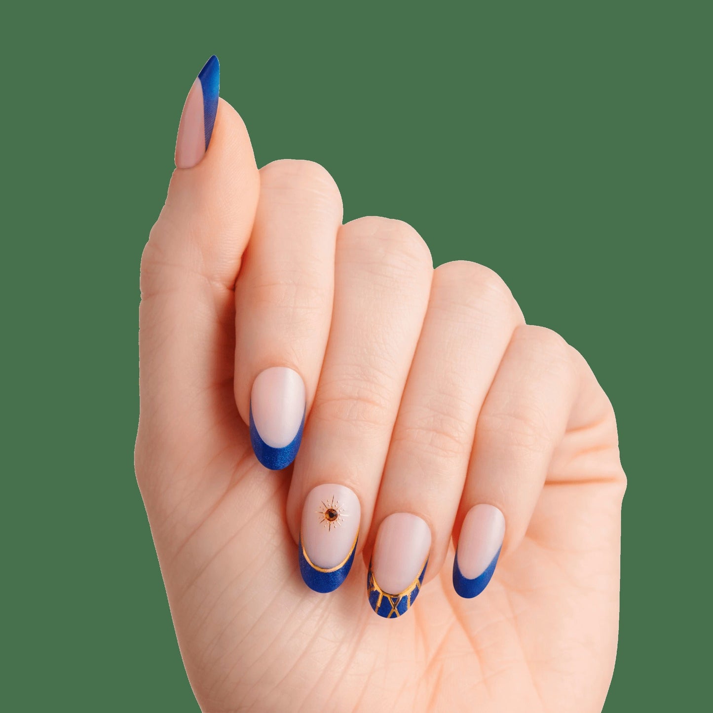 Impress X WICKED: FOR GOOD | Wickedly Brave | 3D & Jewel French Design, Blue, Medium, Oval, Manicure