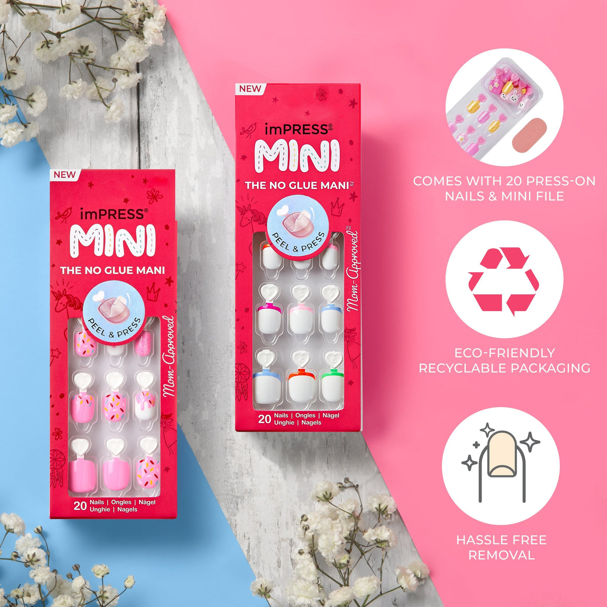 Impress Kids No Glue Fake Press On Nails - Playground | Design, Red, Kids, Squoval, Manicure
