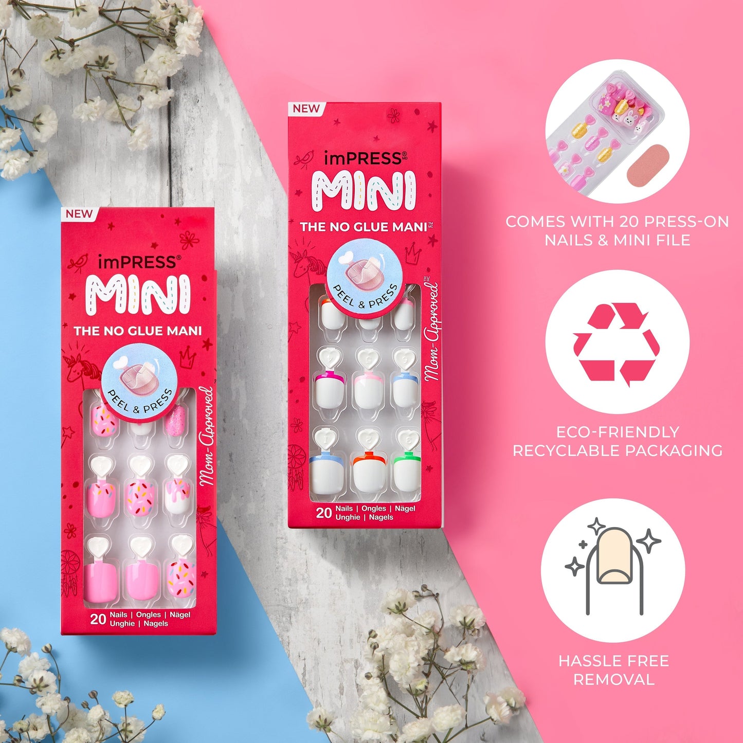 Impress Kids No Glue Fake Press On Nails - Playground | Design, Red, Kids, Squoval, Manicure
