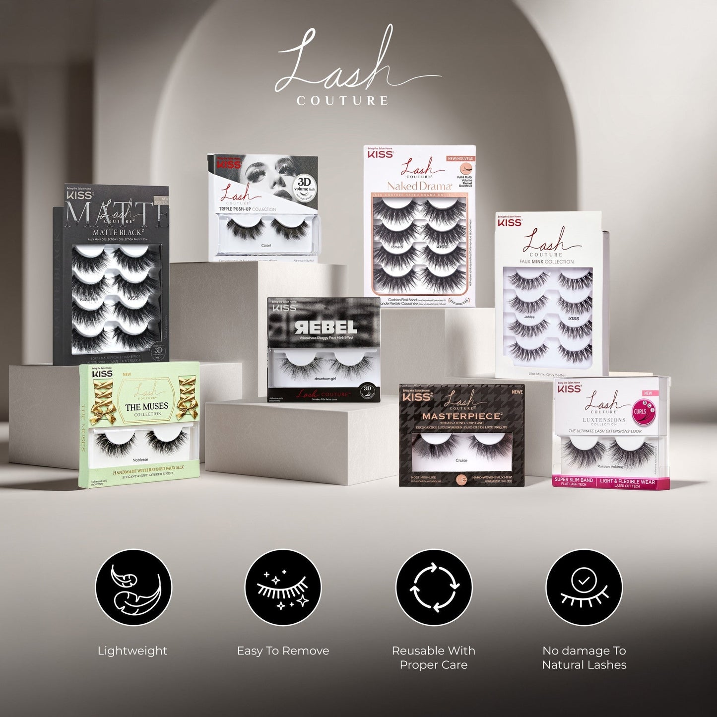 Kiss Lash Couture The Muses Collection False Eyelashes - Legacy | 1 Pair, Strip Lashes, 12mm