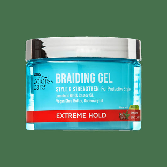 Kiss Colors & Care Braiding Gel | Extreme Hold, Braid Gel, Twist Gel, Style & Strengthen, 6 oz, Hair Care