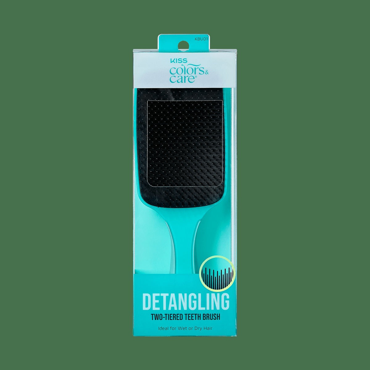 Kiss Colors & Care Two-Tiered Wide-Paddle Wet/Dry Detangling Brush | Curl Brush