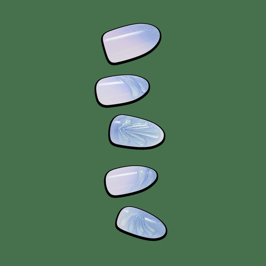 Impress Design No Glue Fake Press On Nails - Ciel | Design, Blue, Medium, Almond, Manicure