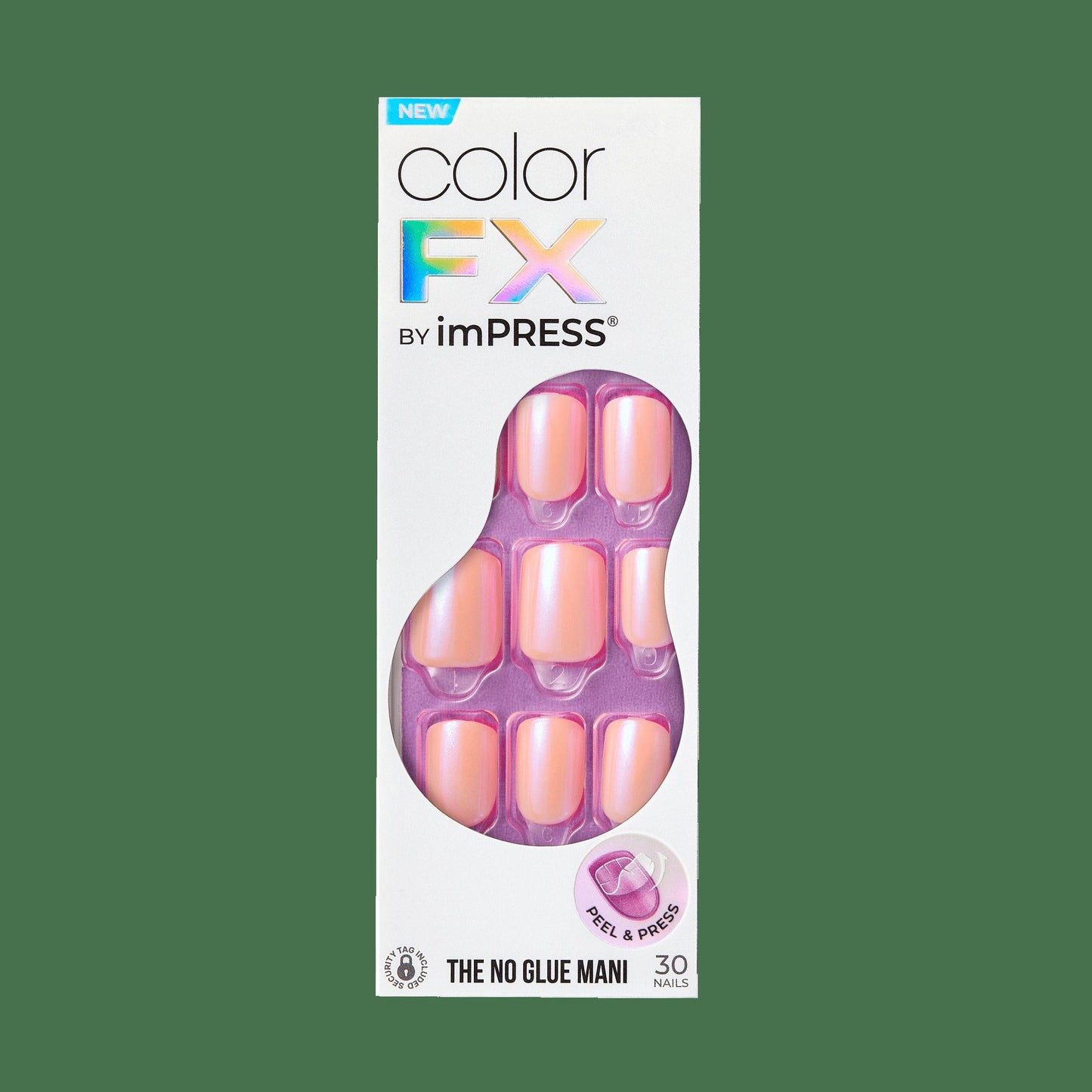 colorFX by Impress No Glue Fake Press On Nails - Satellite | Solid, Pink, Short, Squoval, Manicure