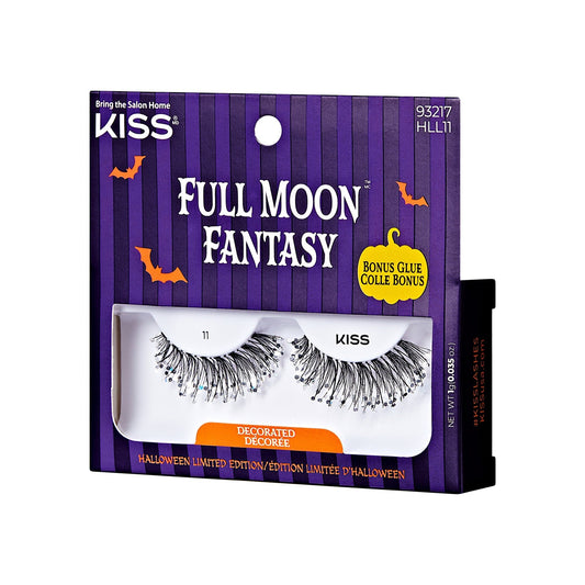Kiss Halloween 'Full Moon Fantasy' False Eyelashes, Decorated - Haunted Hollywood | 1 Pair, Strip Lashes, 10mm-12mm