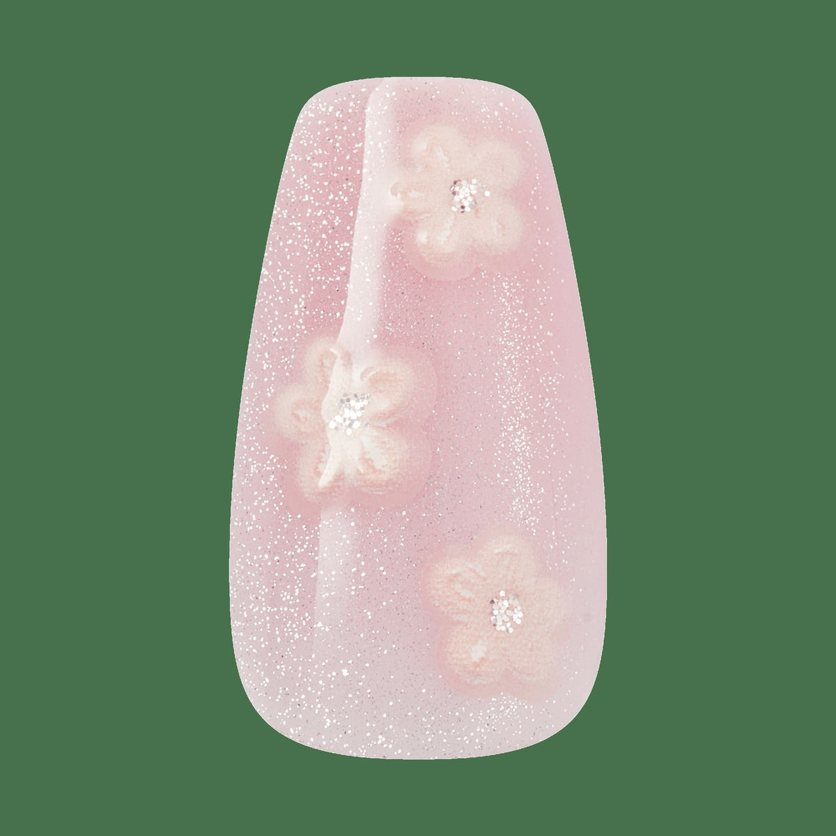 Kiss Nail Drip Press On Fake Glue Nails - Harmonious | 3D & Jewel Design, Pink, Medium, Coffin