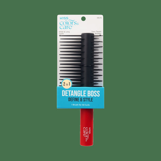 Kiss Colors & Care Detangle Boss Glide & Define 2-in-1 Brush | Detangling Brush, Curl Brush