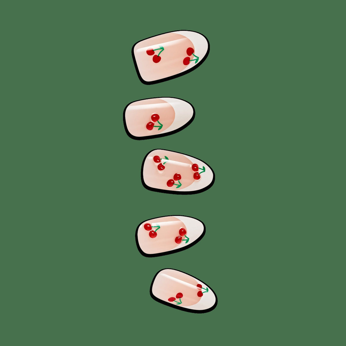 Impress Design No Glue Fake Press On Nails - Coast | French Design, White & Red, Medium, Almond, Manicure