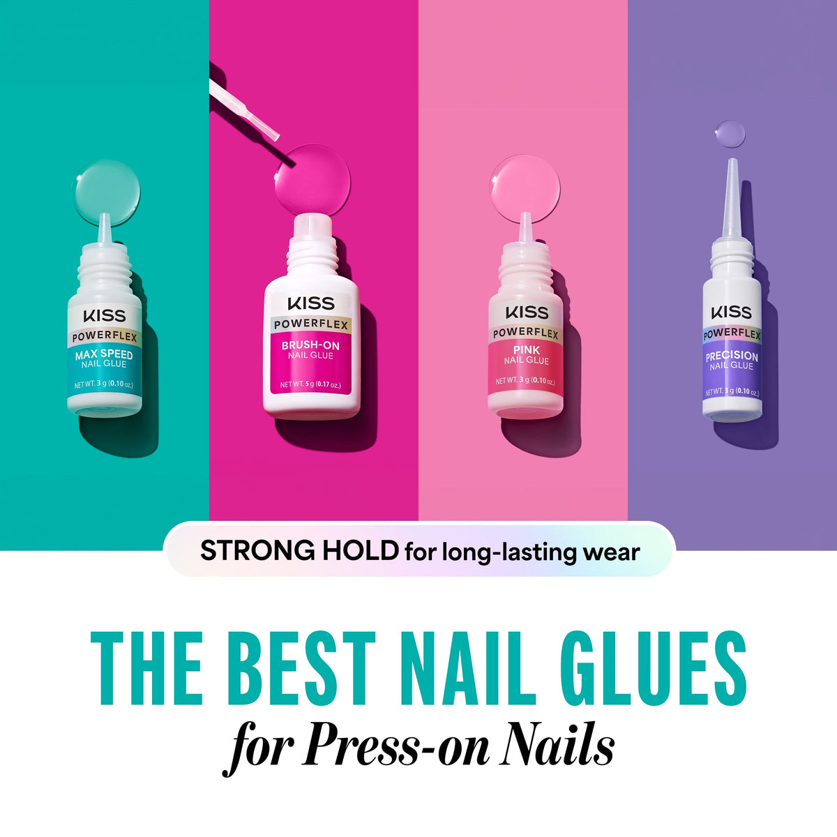 Kiss Press On Glue Nail Tool Bundle - PowerFlex Maximum Speed Nail Glue + Glue OFF Remover