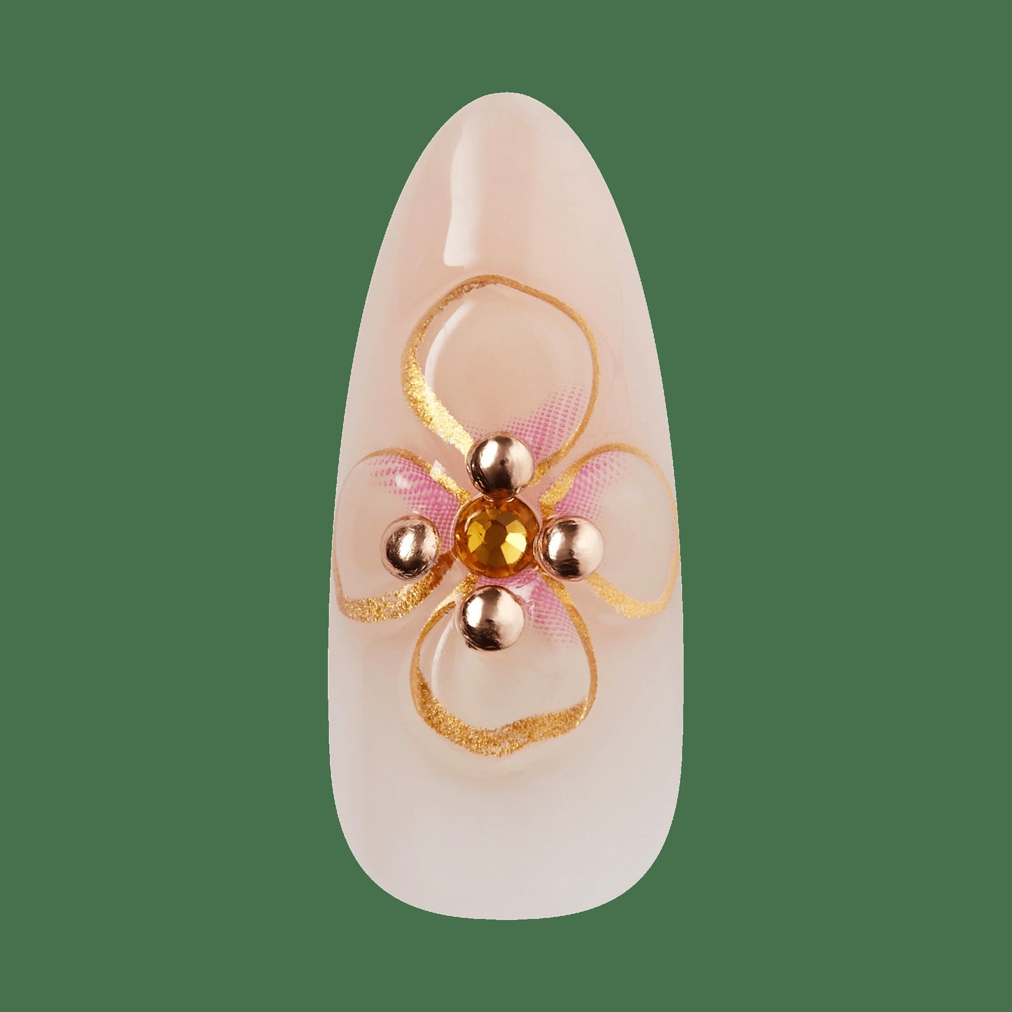 Kiss Luxe Press On Fake Glue Nails - Aurelia Meadow | 3D & Jewel Design, Pink, Long, Almond