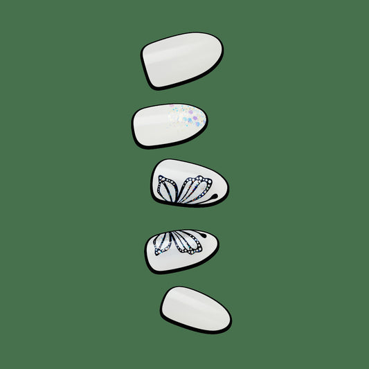 Impress Design No Glue Fake Press On Nails - Dazzle | Design, White, Medium, Almond, Manicure