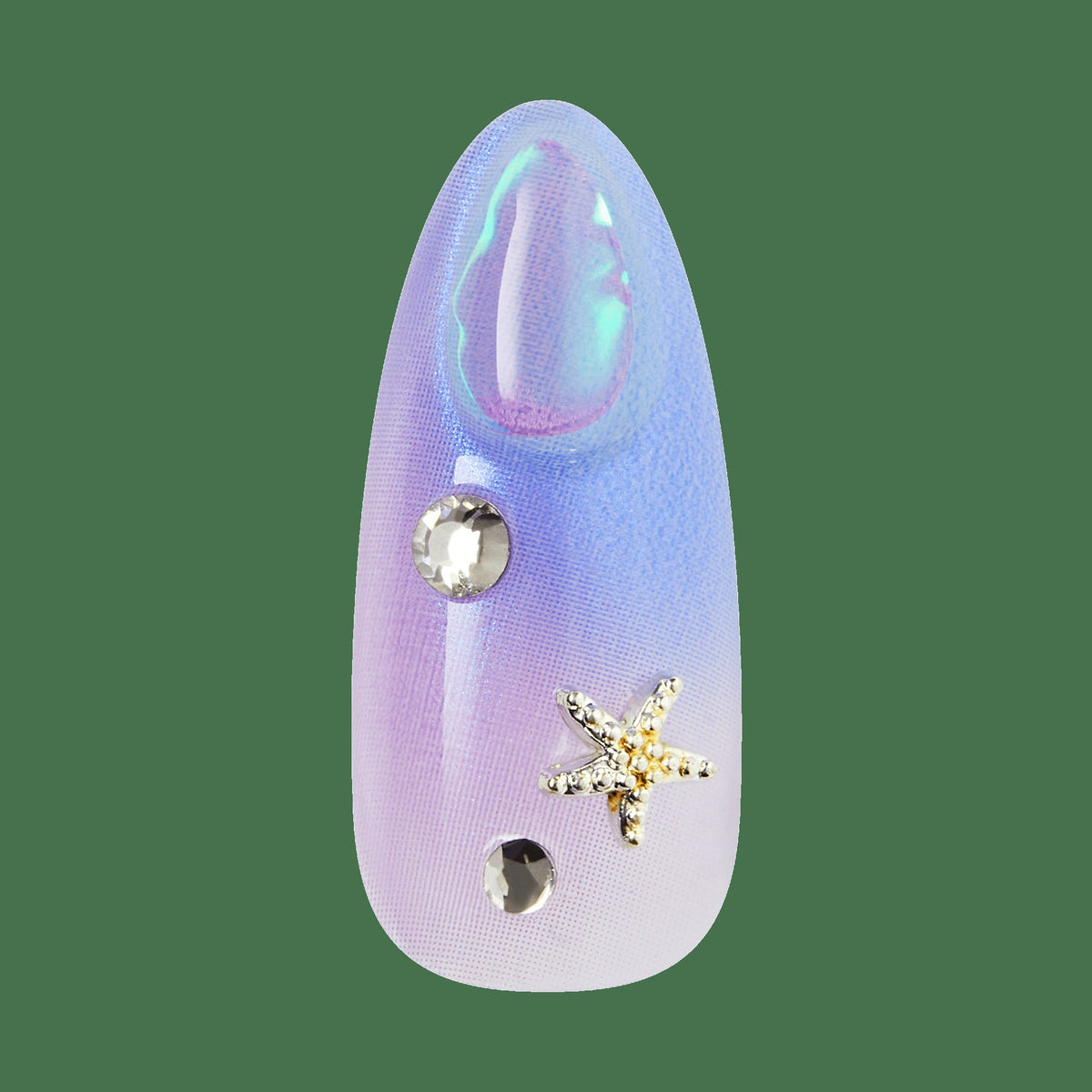 Kiss Luxe Press On Fake Glue Nails - Jasmine Skies | 3D & Jewel Design, Purple, Long, Almond