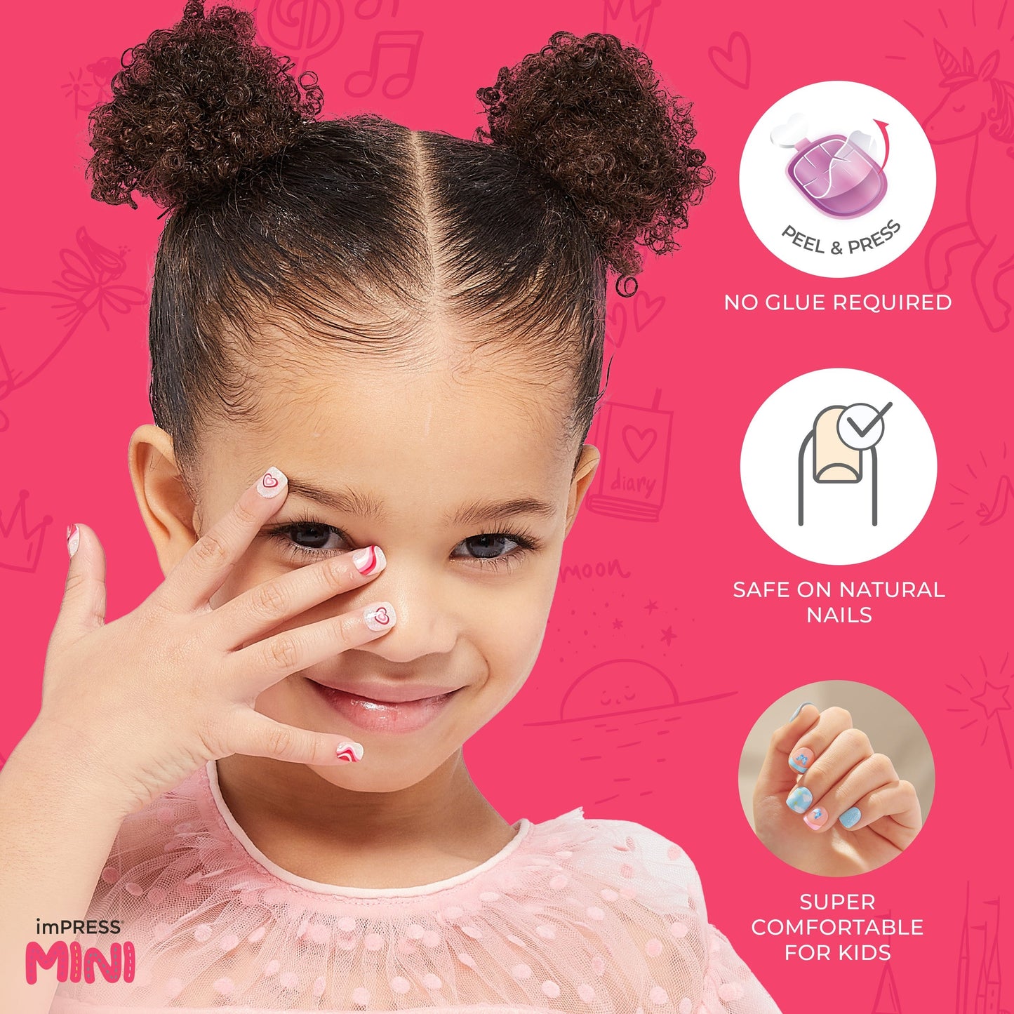Impress Kids No Glue Fake Press On Nails - Playground | Design, Red, Kids, Squoval, Manicure