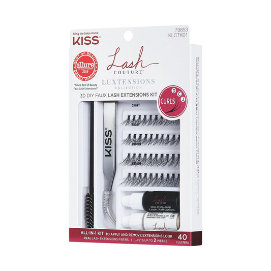 Kiss Lash Couture Luxtensions False Eyelashes Kit | 40 Clusters, Cluster Lashes, 12mm