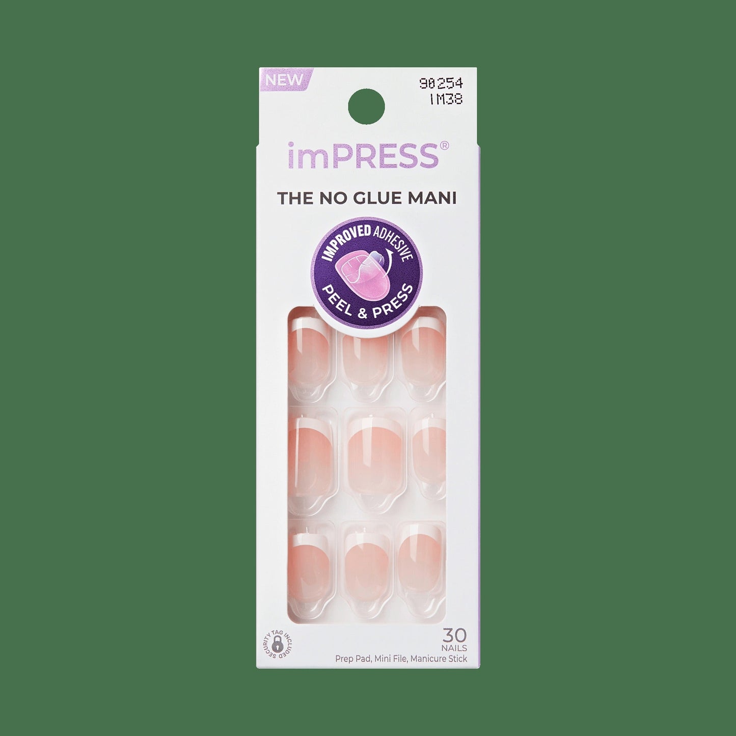Impress Design No Glue Fake Press On Nails - Chic French | French Tips, White & Neutral, Short, Squoval, Manicure