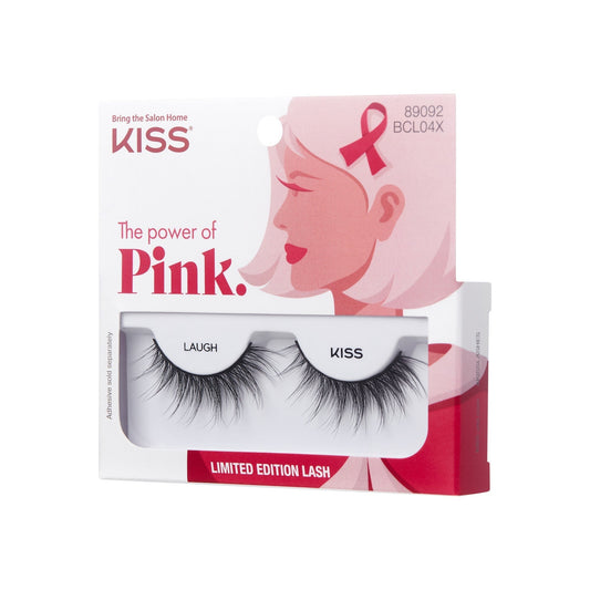 Kiss The Power of Pink Limited Edition False Eyelashes - Laugh | 1 Pair, Strip Lashes, 12mm
