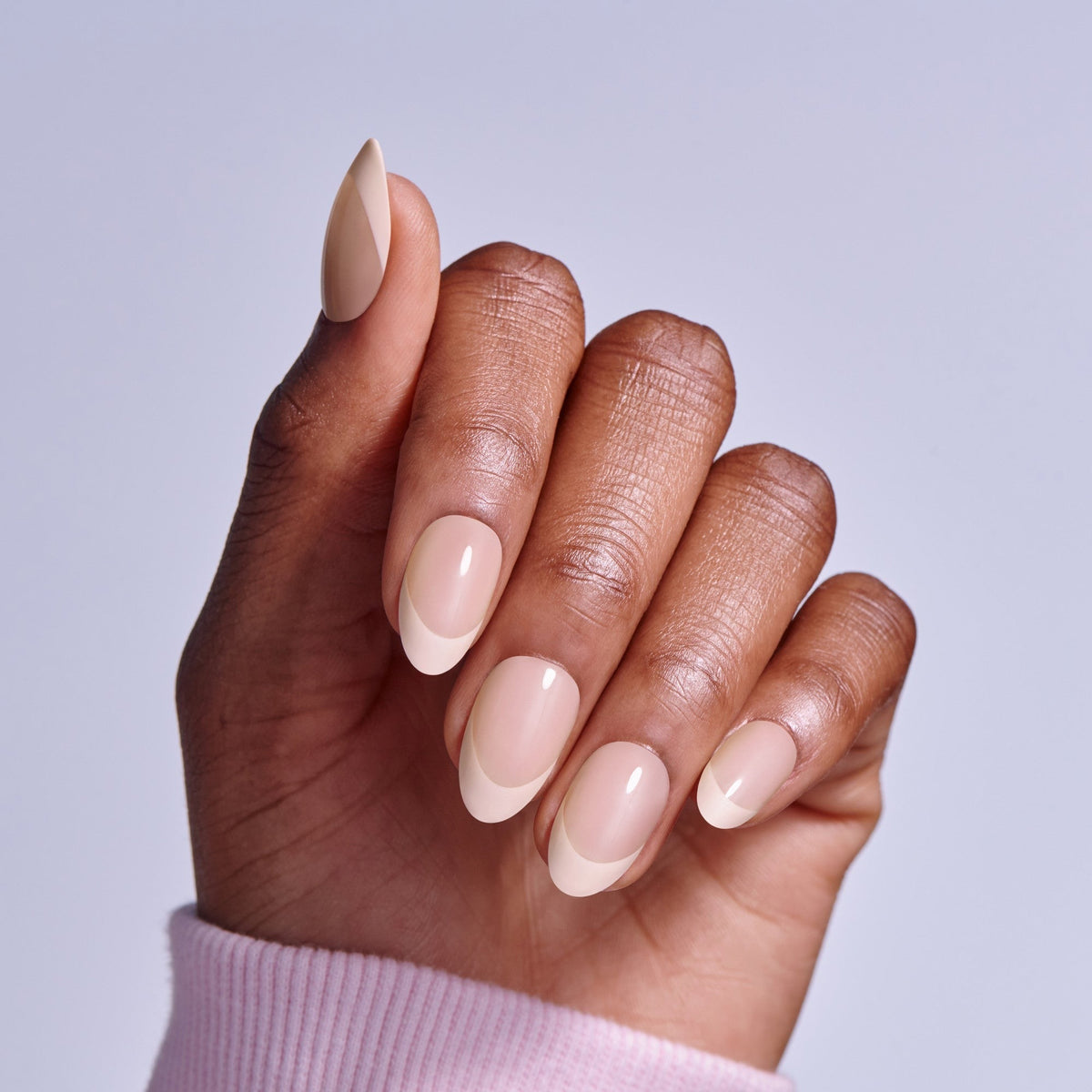 Kiss Core French Press On Fake Glue Nails - Dancing On Clouds | French Tips, Pink, Medium, Almond