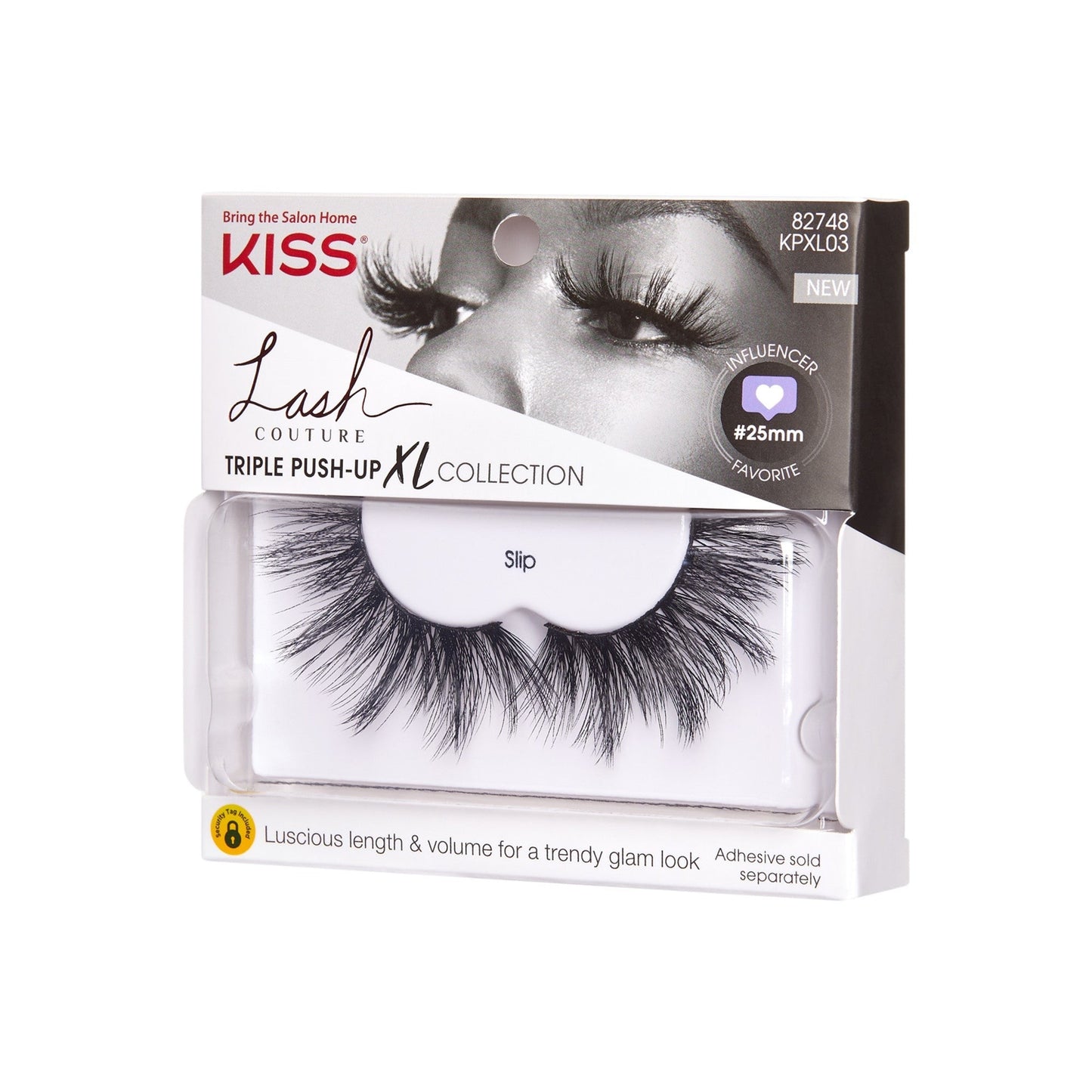 Kiss Lash Couture Triple Push-Up XL Collection False Eyelashes - 03 Slip | 1 Pair, Strip Lashes, 16mm