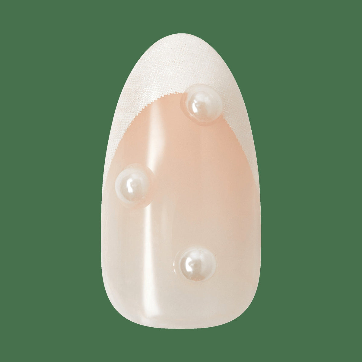 Impress Design No Glue Fake Press On Nails - Chills | 3D & Jewel French, White, Medium, Almond, Manicure