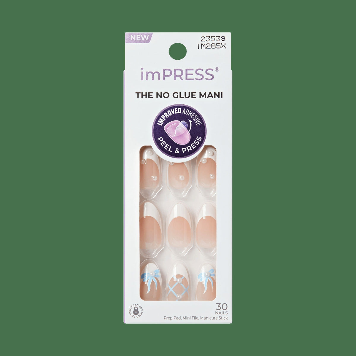 Impress Design No Glue Fake Press On Nails - Aura | French Design, White, Medium, Almond, Manicure