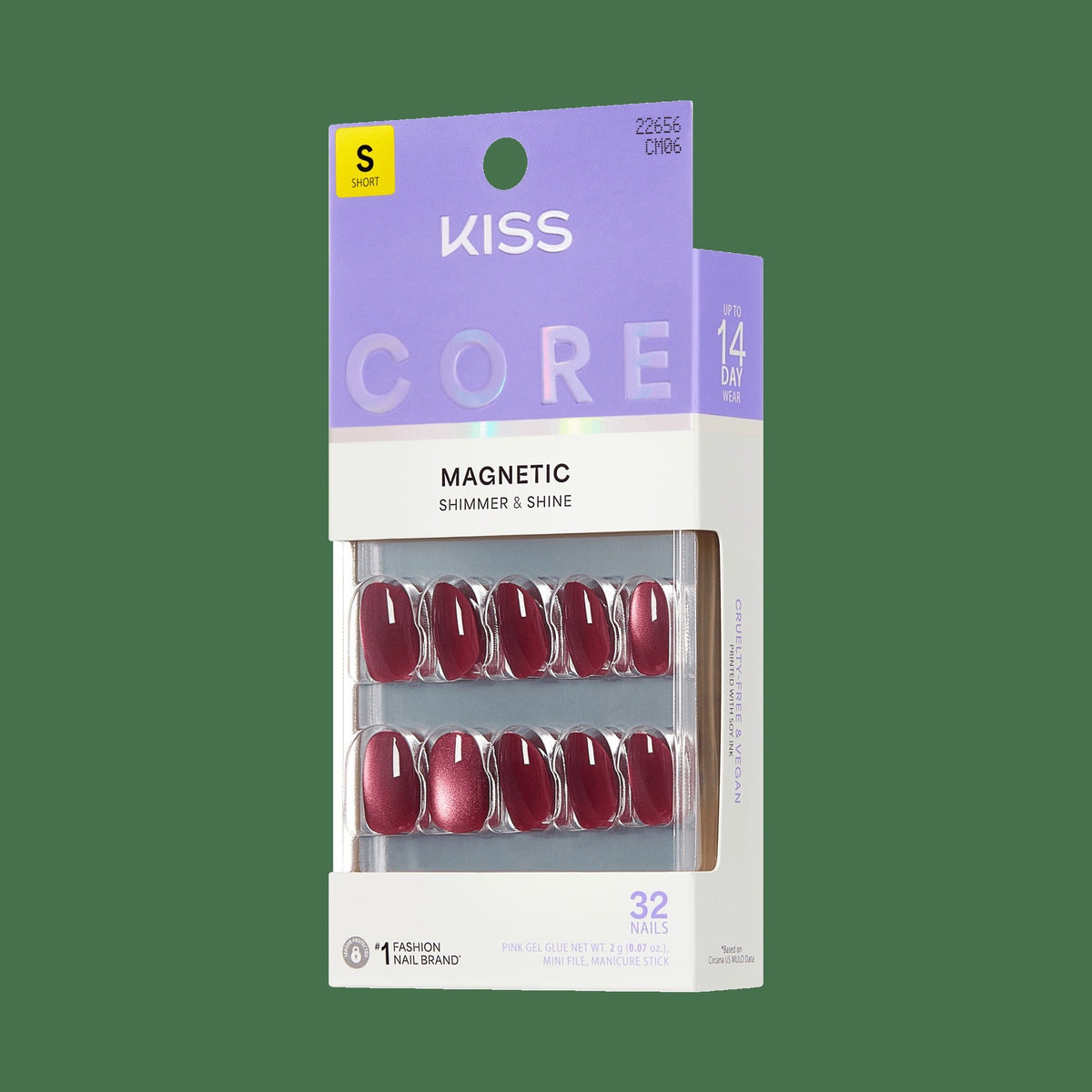 Kiss Core Magnetic Press On Fake Glue Nails - Flaming | Magnetic, Pink, Short, Round