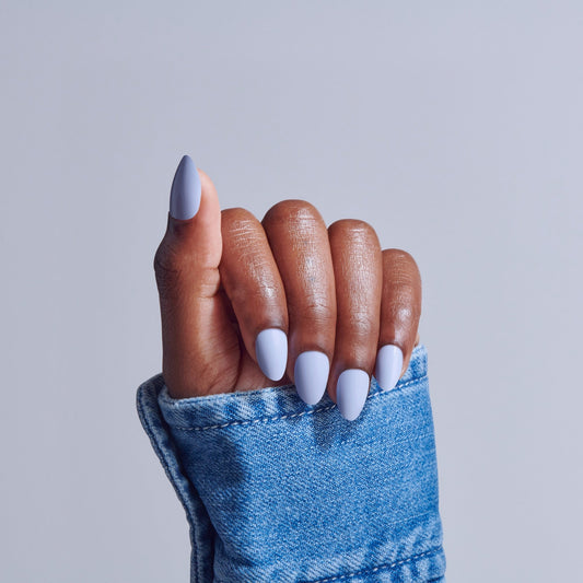 Kiss Core Color Press On Fake Glue Nails - Flee | Solid, Purple, Short, Almond