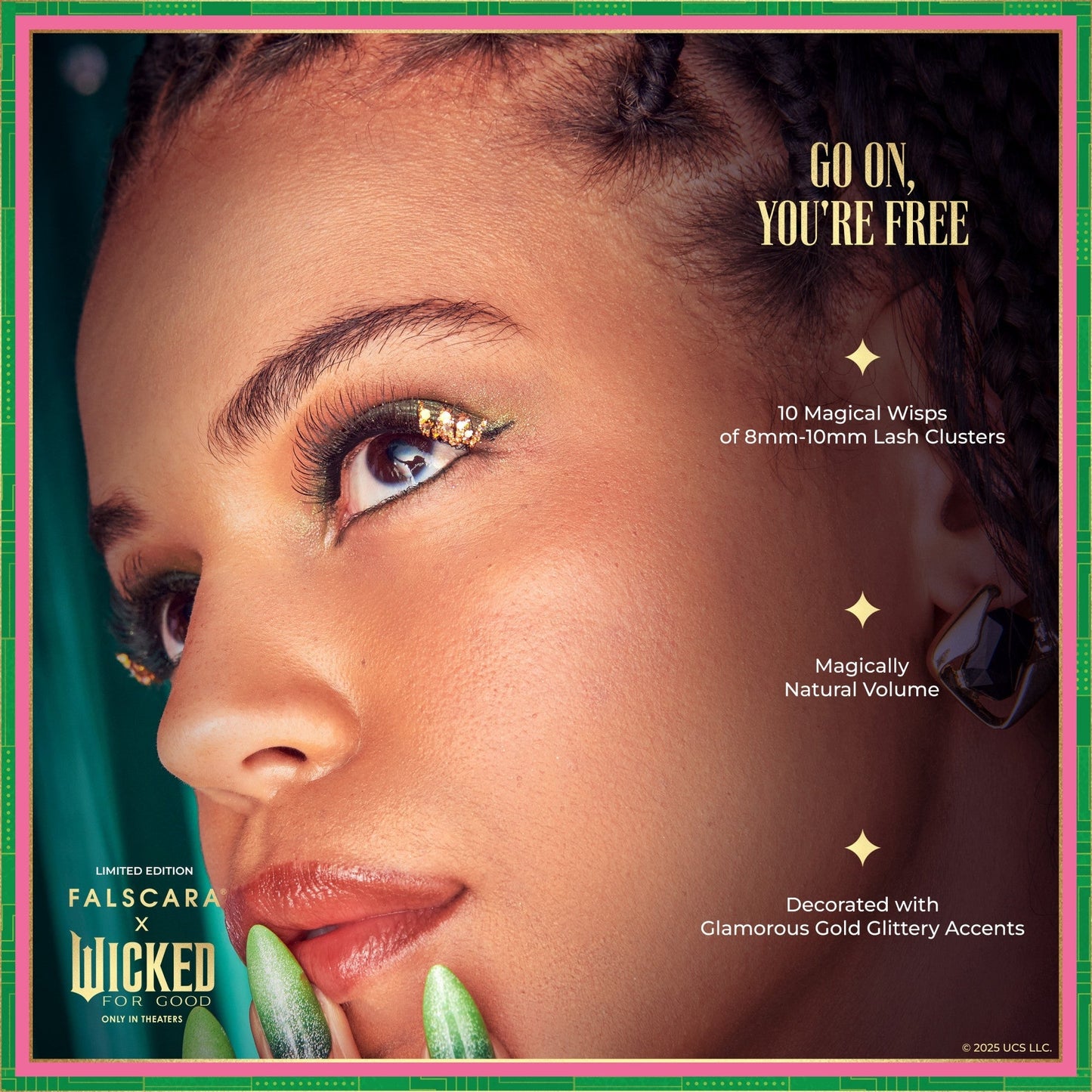 Falscara X WICKED: FOR GOOD | Go On, You're Free | DIY False Lash Extensions, Natural, Cluster Lash, Wispy Lashes, 10 Wisps, 8mm-10mm