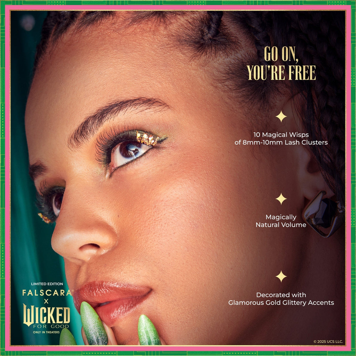 Falscara X WICKED: FOR GOOD | Go On, You're Free | DIY False Lash Extensions, Natural, Cluster Lash, Wispy Lashes, 10 Wisps, 8mm-10mm