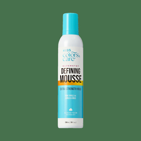 Kiss Colors & Care Super Stay Defining Mousse | Extra Strength Hold, For Types 3-4, Curls & Coils, 10 oz, Hair Care