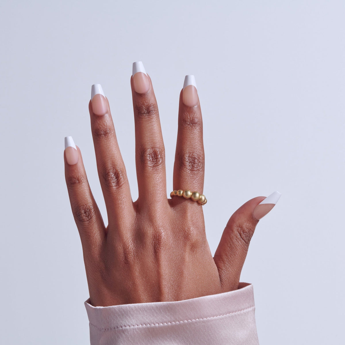 Kiss Core French Press On Fake Glue Nails - Reunion | French Tips, White, Medium, Coffin