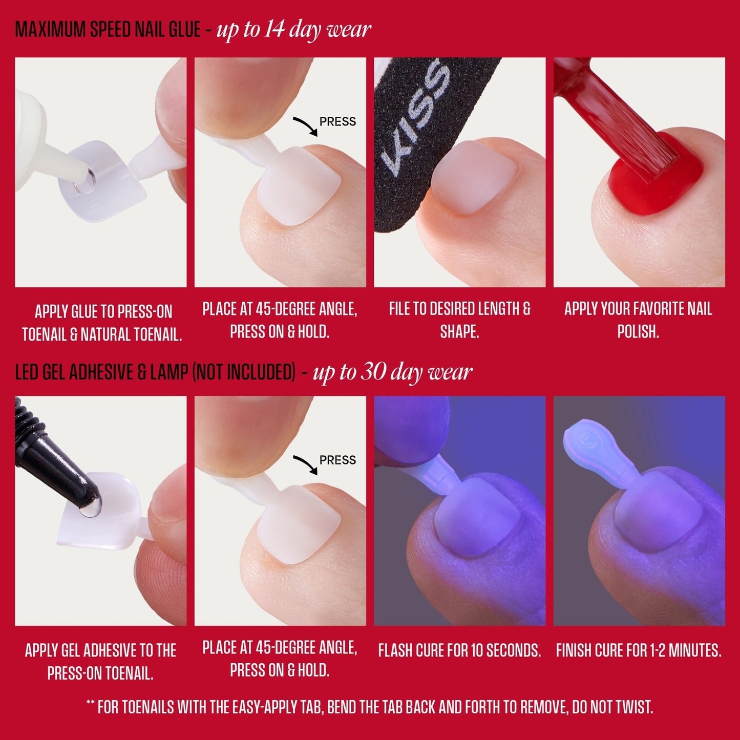 Kiss Professional Full Cover Press On Fake Toenails - Tippy Toes | 130 Toenails, Includes Nail Glue, Solid, White, Short, Squoval, Pedicure