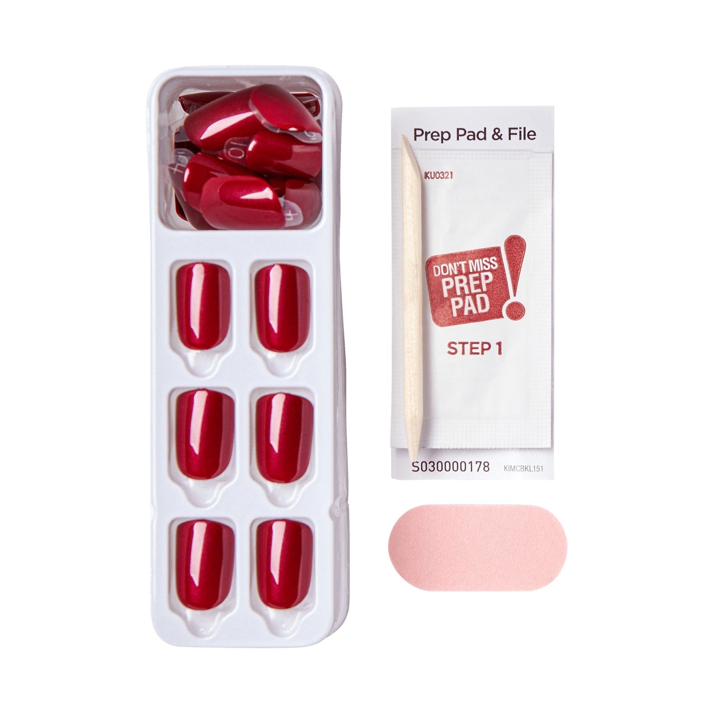 Impress Color No Glue Fake Press On Nails - Red Velvet | Solid, Red, Short, Squoval, Manicure